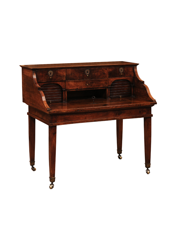 Late 18th Century Italian Walnut Writing Desk with Fitted Interior & Square Tapering Legs