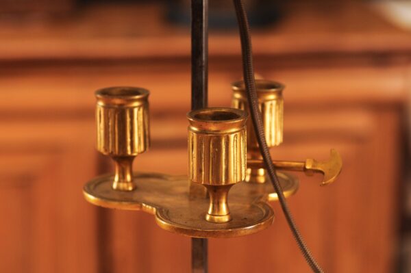 French Bouillotte Brass Lamp with Blue Tole Shade, ca. 1890 - Image 10