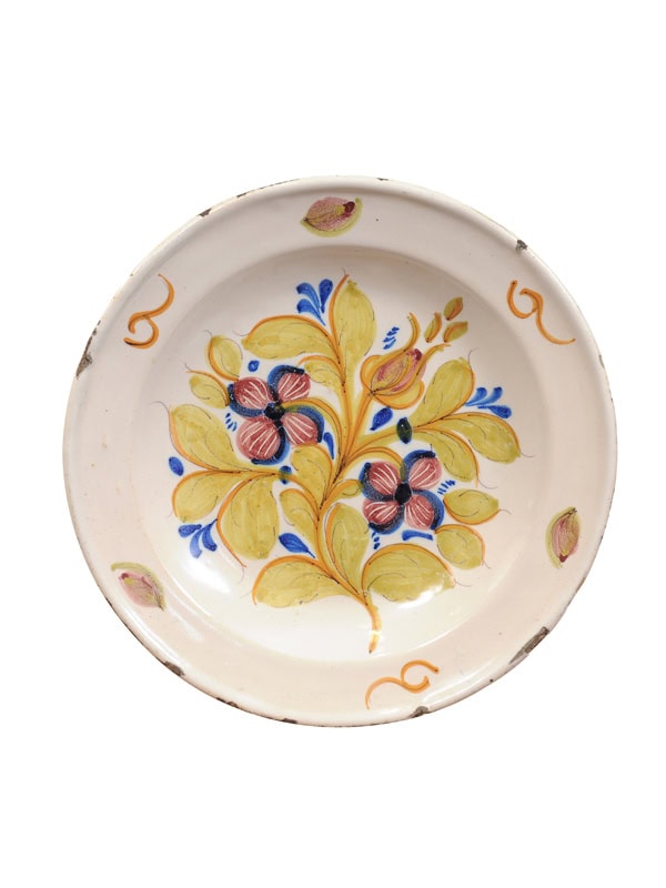 18th Century French Faience Charger with Foliage/Flowers