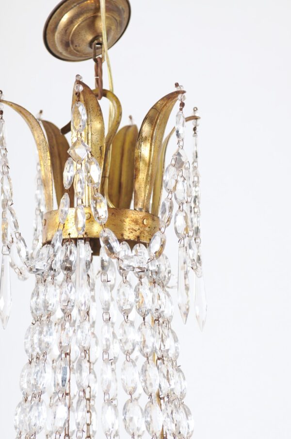 Pair of Crystal Gilt Tole Basket Chandeliers, 19th Century - Image 14