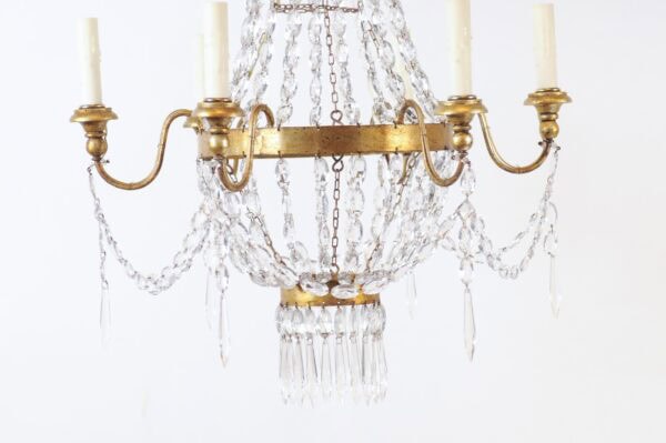 Pair of Crystal Gilt Tole Basket Chandeliers, 19th Century - Image 16