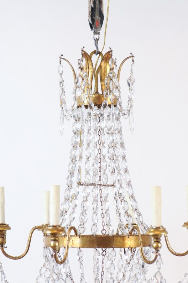 Pair of Crystal Gilt Tole Basket Chandeliers, 19th Century - Image 17