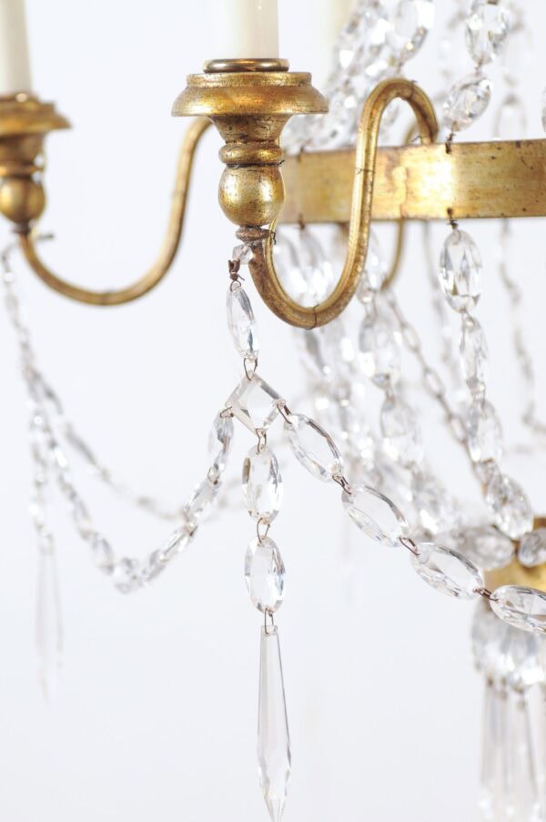 Pair of Crystal Gilt Tole Basket Chandeliers, 19th Century - Image 18