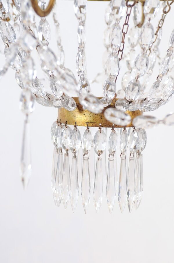 Pair of Crystal Gilt Tole Basket Chandeliers, 19th Century - Image 19