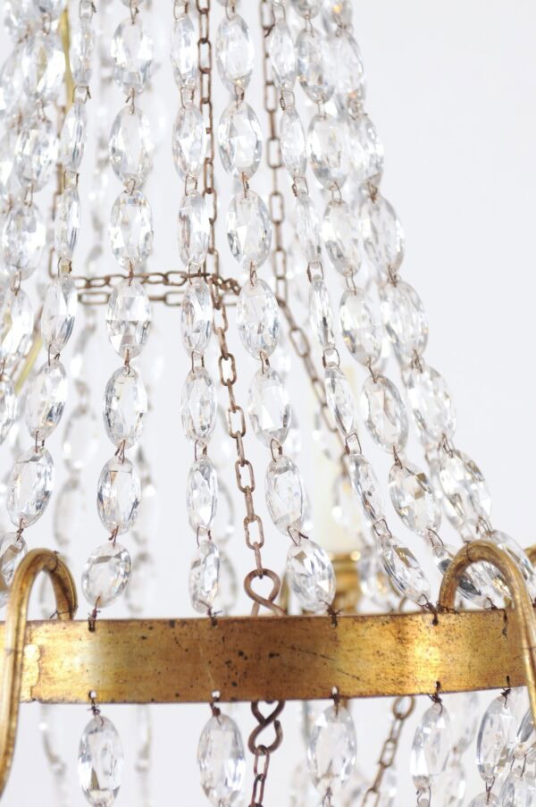 Pair of Crystal Gilt Tole Basket Chandeliers, 19th Century - Image 20