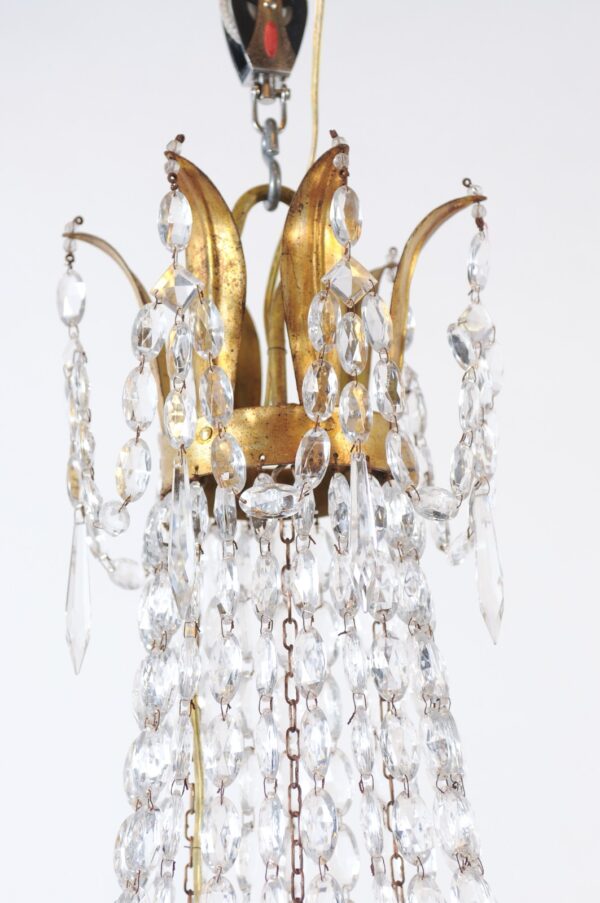 Pair of Crystal Gilt Tole Basket Chandeliers, 19th Century - Image 22