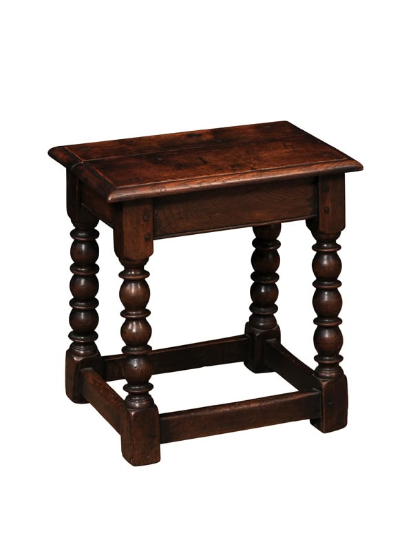 English 18th Century Joint Stool in Oak with Turned Legs