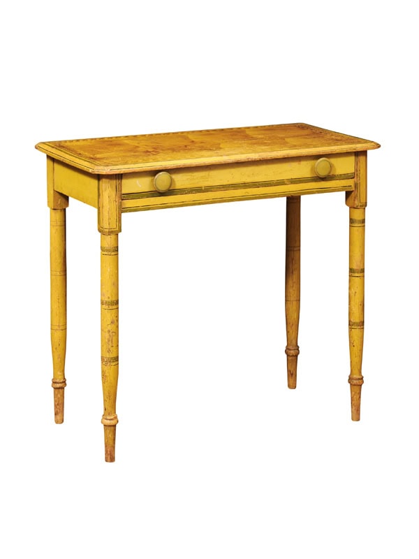 English Faux Bois Painted Side Table with Drawer ca. 1890