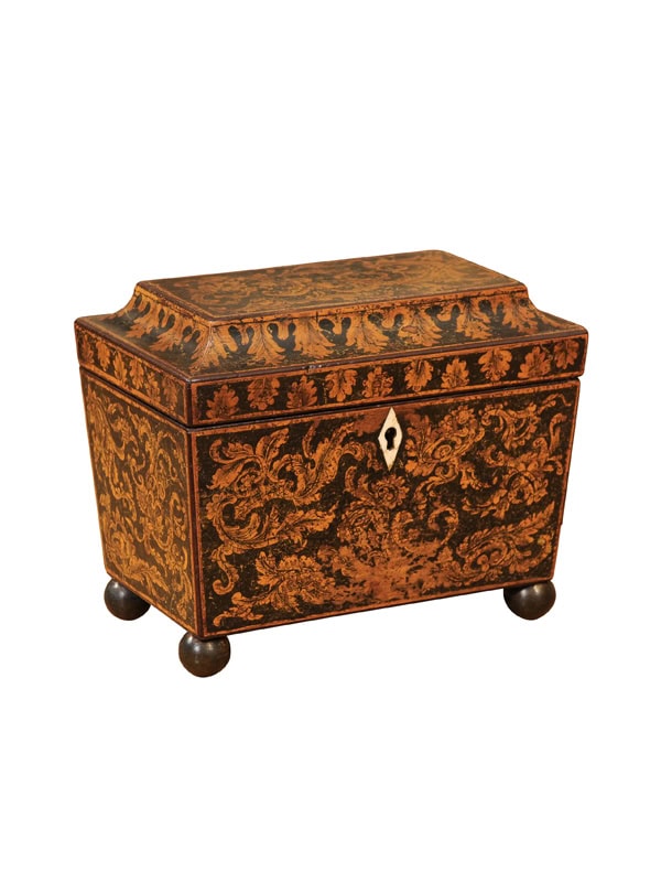 19th Century English Penwork Tea Caddy