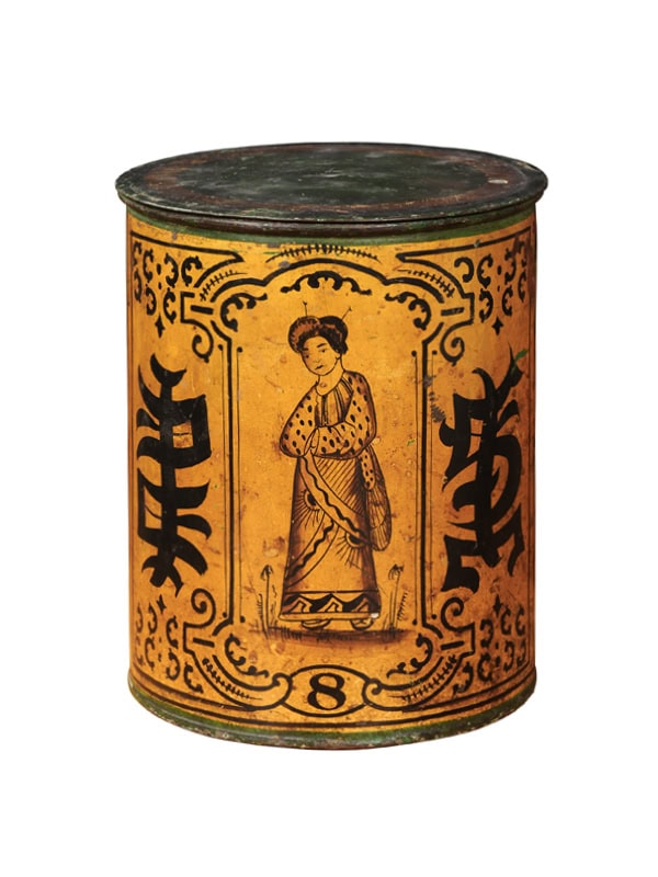 19th Century Chinese Green Painted Tole Tea Canister