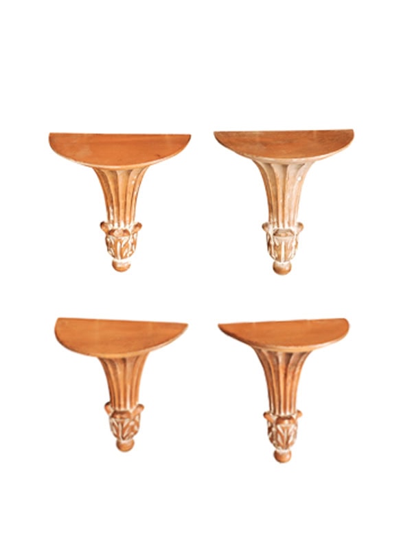 Set of 4 Italian Painted Wood Wall Brackets, Neoclassical Style. Price Per Pair.