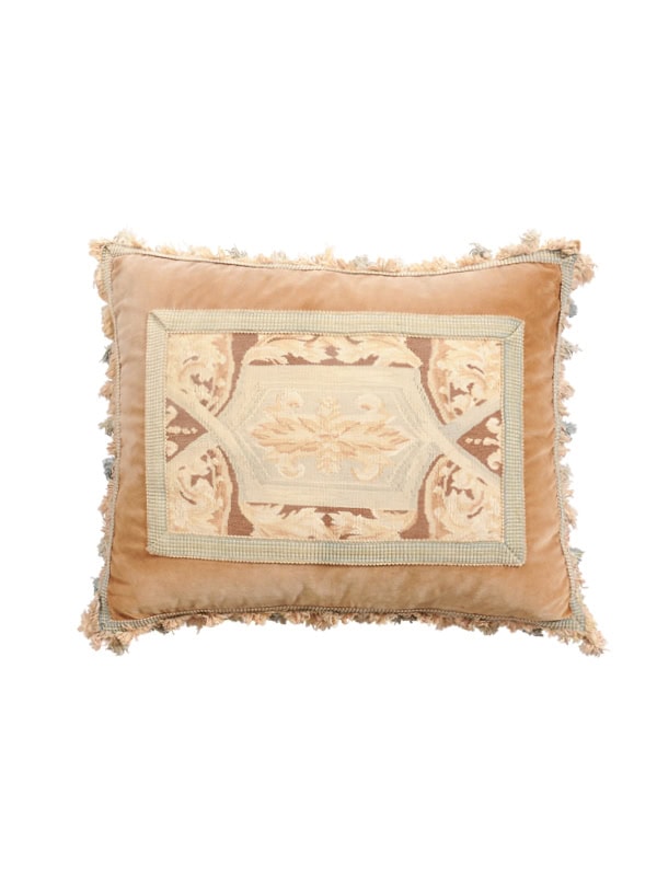 Large French Tapestry Pillow with Trim
