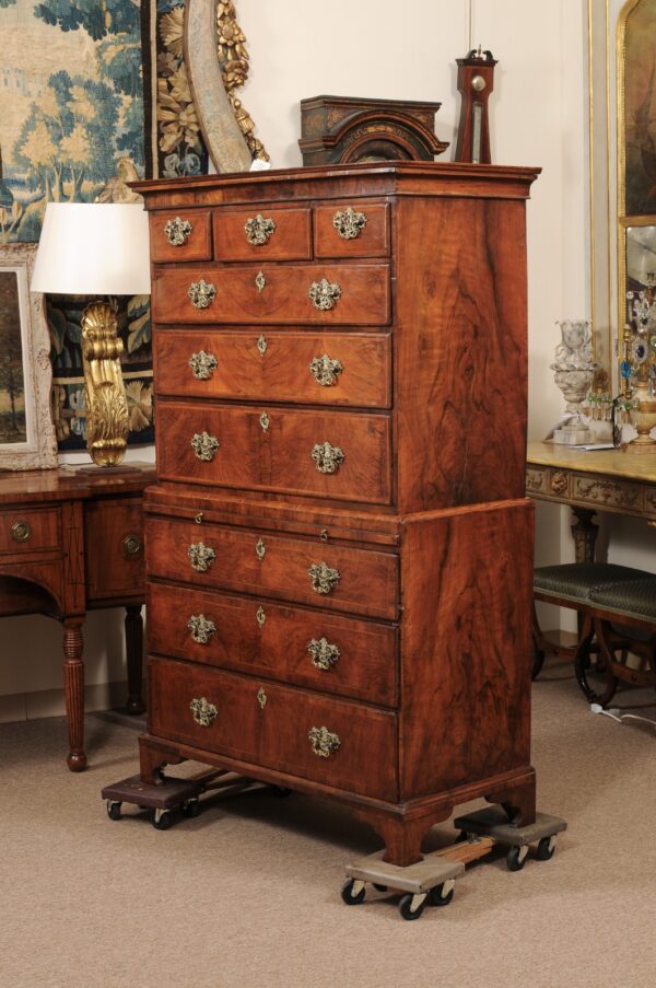 18th Century English Walnut Chest on Chest with Bronze Hardware - Image 14