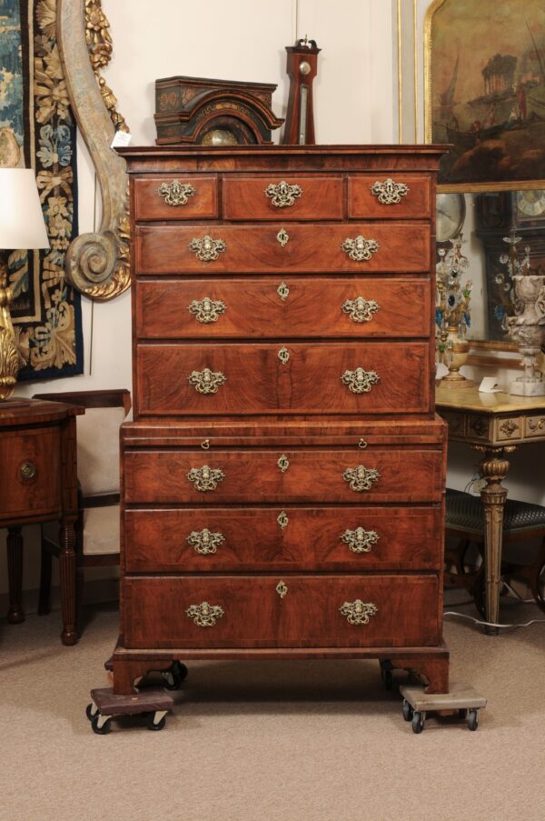 18th Century English Walnut Chest on Chest with Bronze Hardware - Image 15