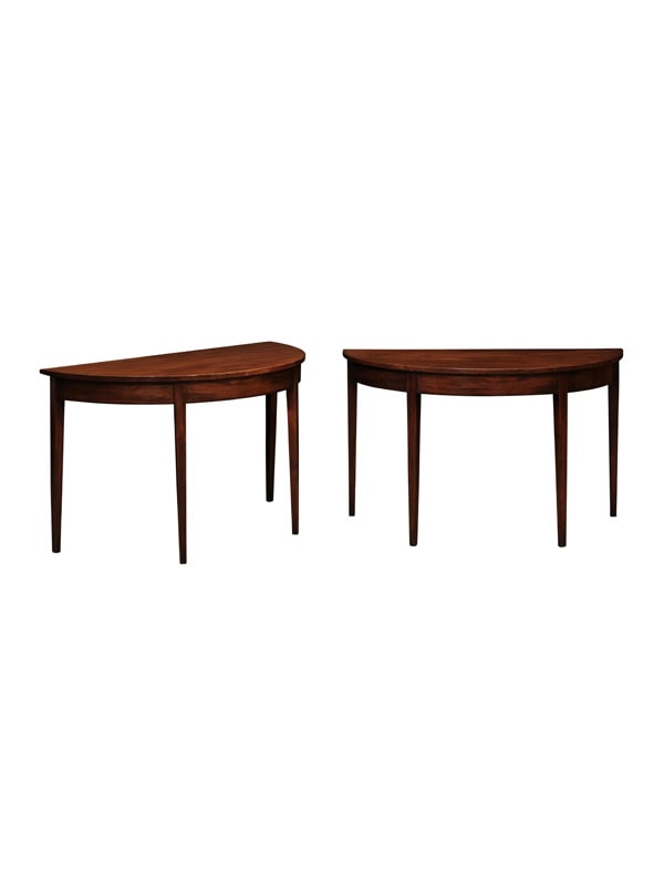 Pair of 19th Century English Mahogany Demilune Console Tables