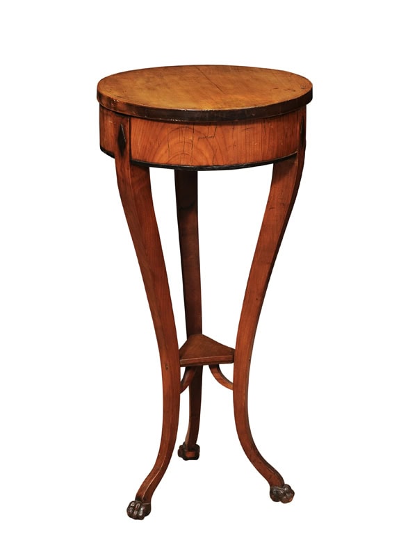 Small Round 19th Century Biedermeier Gueridon with Paw Feet & Lift Top