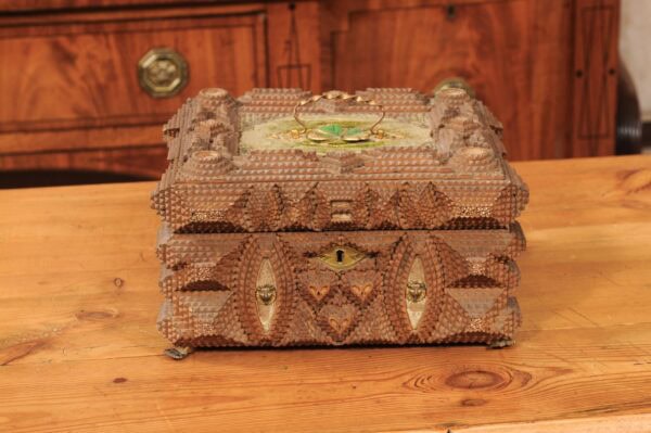 Large 19th Century Tramp Art Dresser Box with Clover, ca. 1890 - Image 14