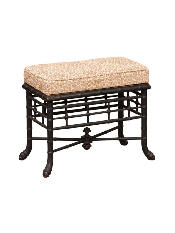 French Ebonized Faux Bamboo Bench ca. 1890