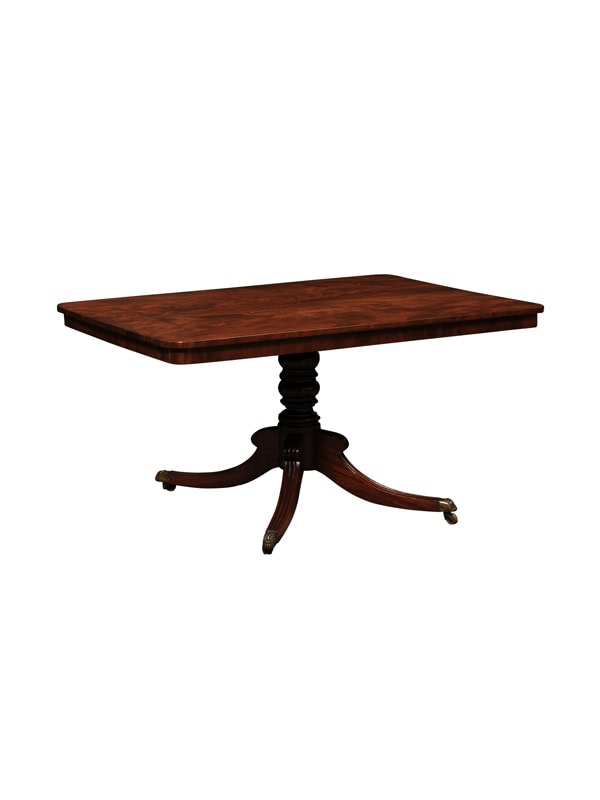 English 19th Century Rectangular Breakfast Table with Pedestal Base and 4 Splayed Legs