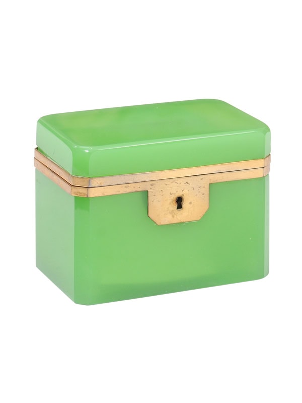 French Green Opaline Box ca. 1890