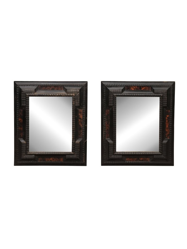 Pair of Italian Ebonized & Faux Tortoiseshell Mirrors, ca. 1900