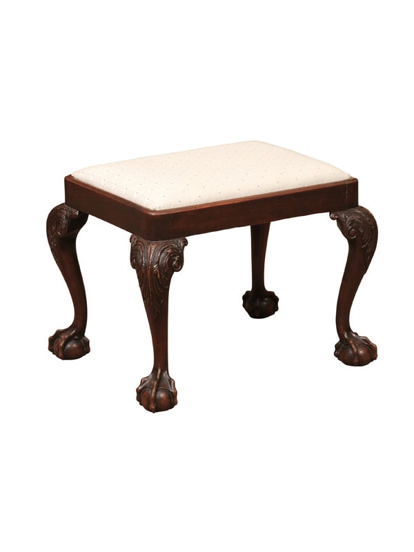 English Chippendale Style Stool  in Mahogany with Ball & Claw Feet