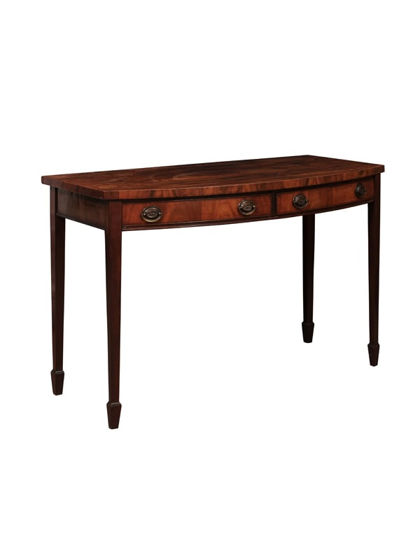 English 19th Century Mahogany Serving Table with 3 Drawers and Square Tapered Legs