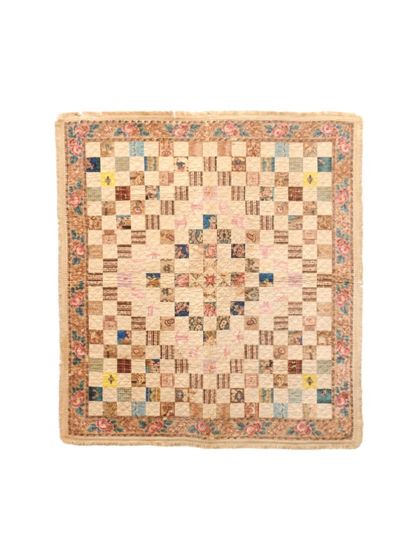 Small Patchwork Quilt Crib Blanket ca. 1890. Would be great framed.