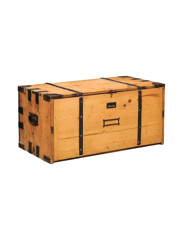 English Pine 19th Century Campaign Trunk