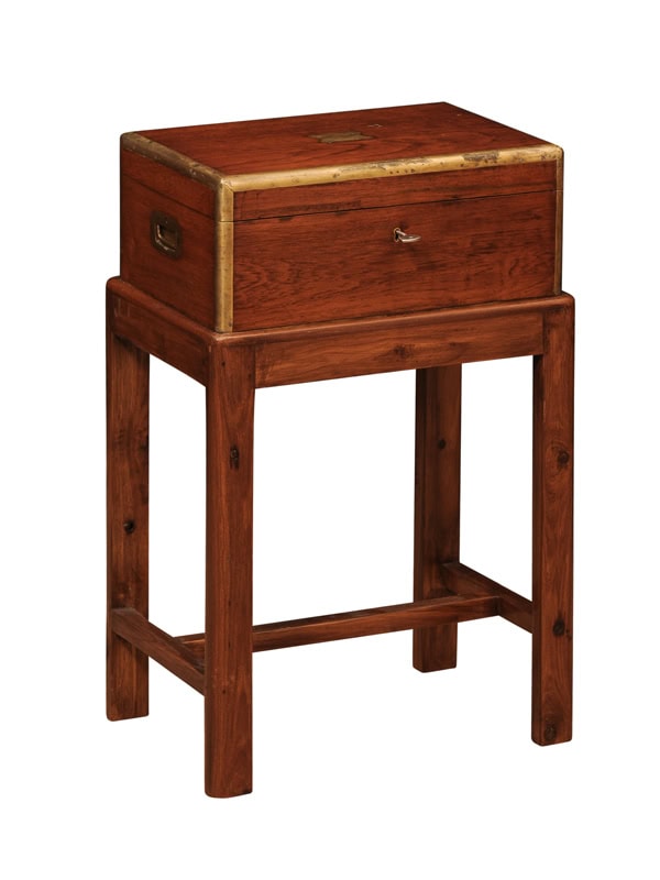 19th Century Rosewood Box with Brass Mounts on Later Stand