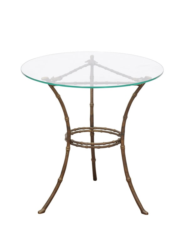 Vintage Bronze Faux Bamboo Drink Table with Glass Top