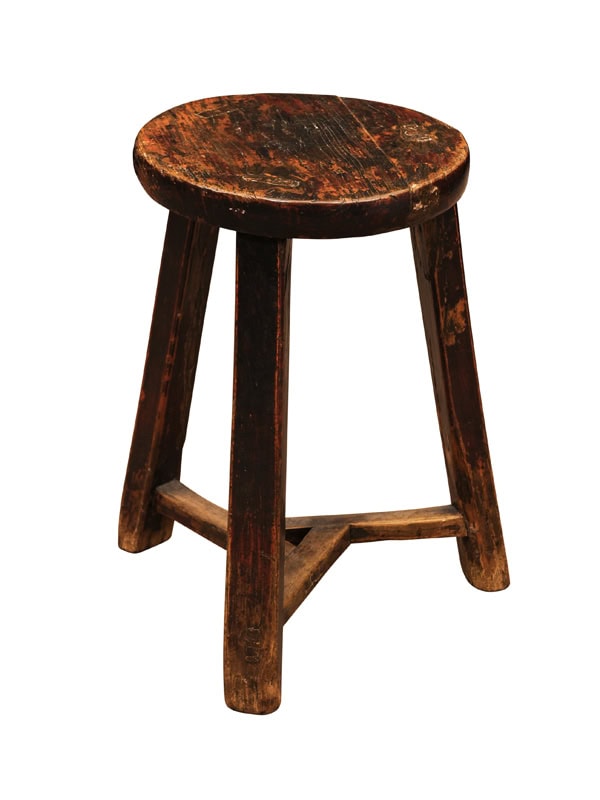 Round Rustic American 19th Century Stool