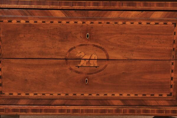 Late 18th Century Italian Neoclassical Inlaid Walnut Commode with 2 Drawers and Marquetry on Drawer Front - Image 17