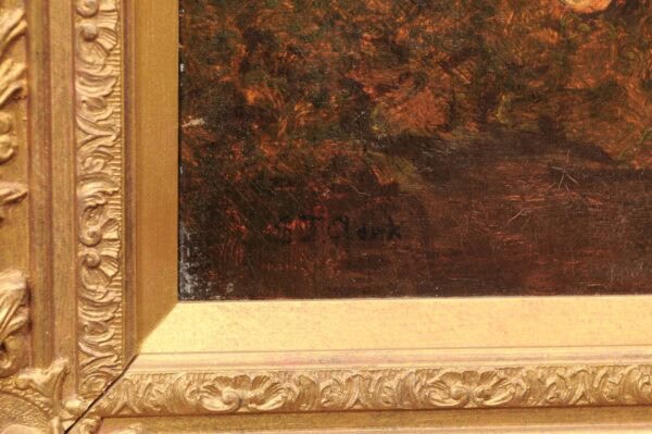Giltwood Framed English Oil on Canvas of Pastoral Farm Scene, Signed Lower Left "S. J. Clark", Late 19th Century - Image 13