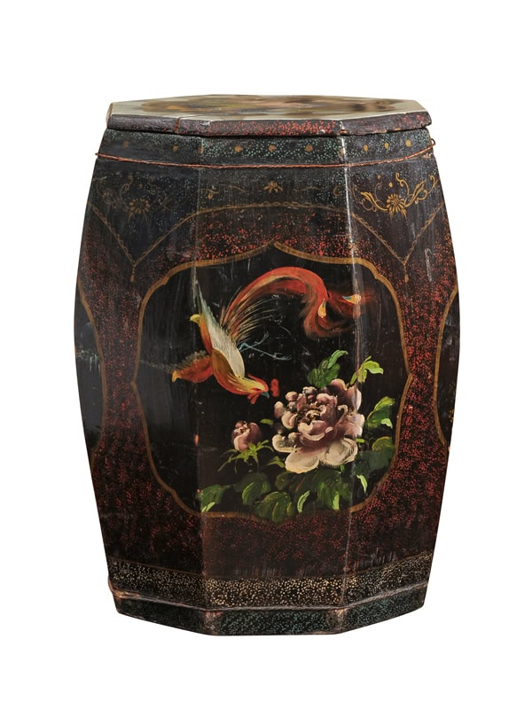Italian Vintage Painted Paper Mache Garden Seat, 20th Century