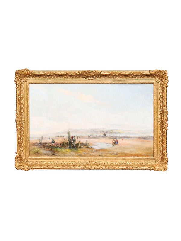 Giltwood Framed Oil on Canvas Landscape Painting of Beachside, Signed "Harry Williams" (1854-1901)