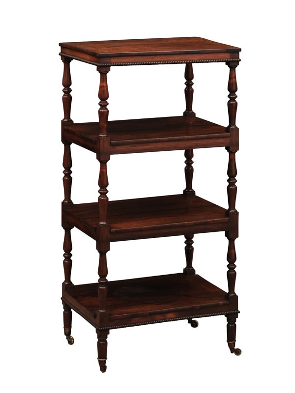 19th Century English "What Not" Etagere in Rosewood with 4 Tiers and Brass Castor Feet