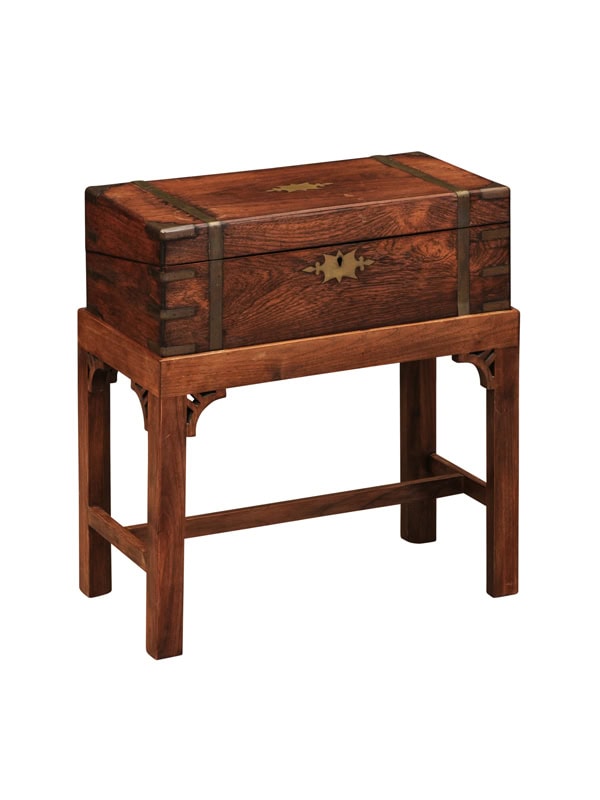 English Rosewood Lap Desk on Stand with Brass Inlay, 19th Century