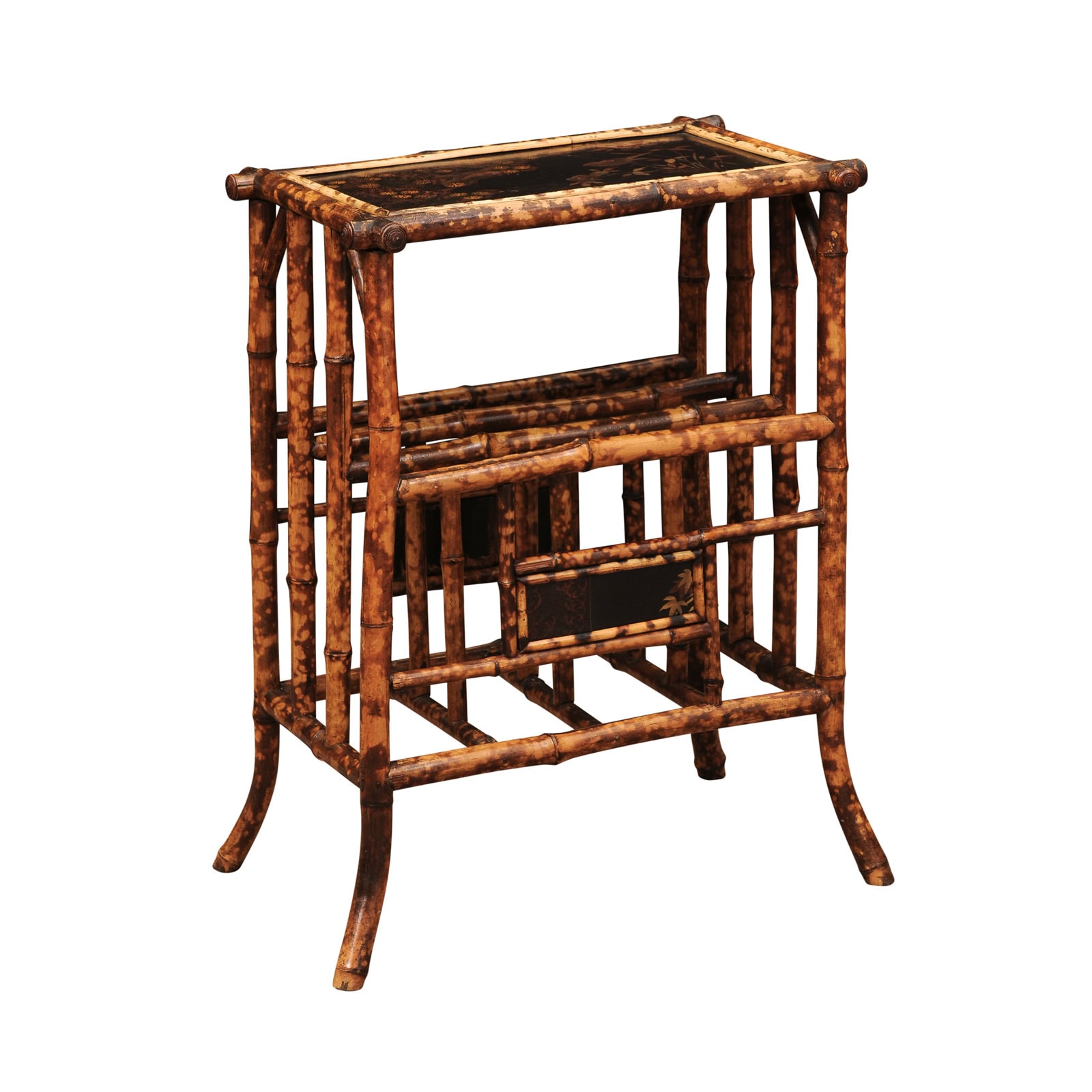 Late 19th Century English Bamboo Canterbury/Magazine Rack with Lacquered Top - Image 2