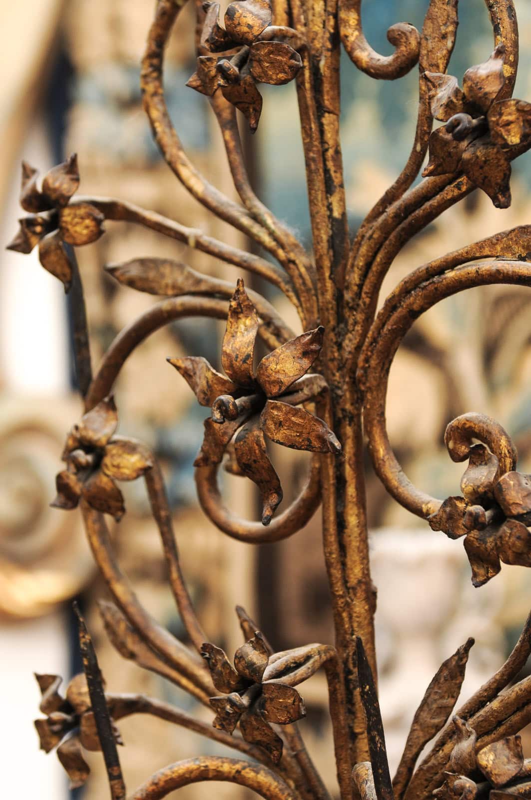 Pair Italian Early 18th Century Giltwood and Metal Candelabras with Flower detail - Image 16