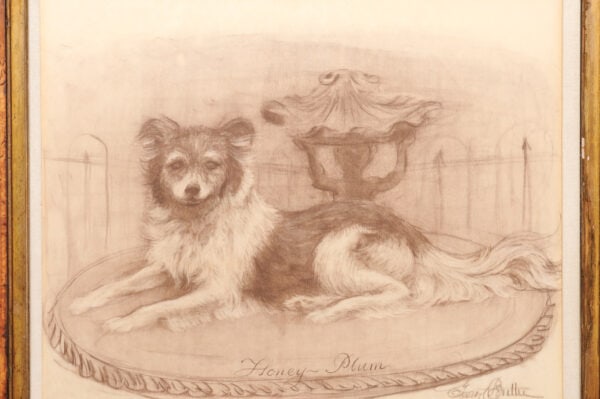 Large Burled Wood Framed Pastel Drawing of a Dog "Honey Plum", Signed lower right - Image 15