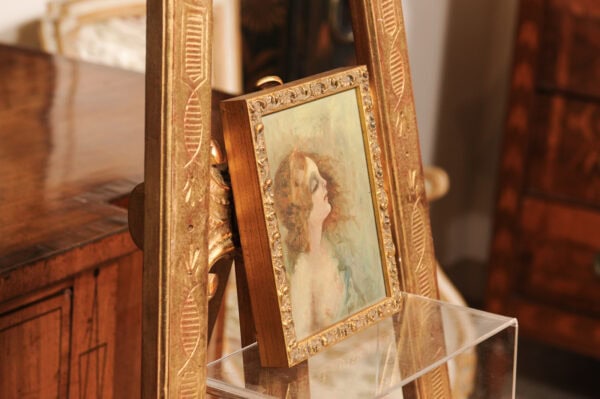 Early 20th Century Giltwood Framed Oil on Board Portrait of a Woman - Image 4