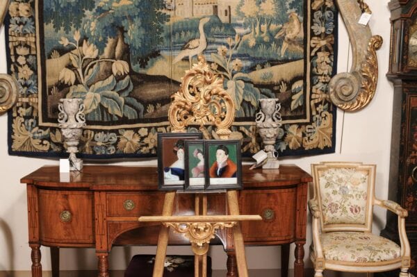 Set of 3 Framed 18th Century Eglomise / Reverse Painting on Glass Portraits, France - Image 4