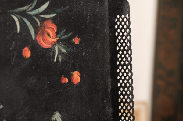 19th Century Black Tole Rectangular Tray with Bird, fruit and Flower Detail - Image 14