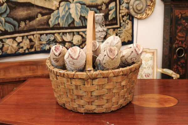 Set of 6 Wooden Painted Sardine Fish with Basket - Image 13