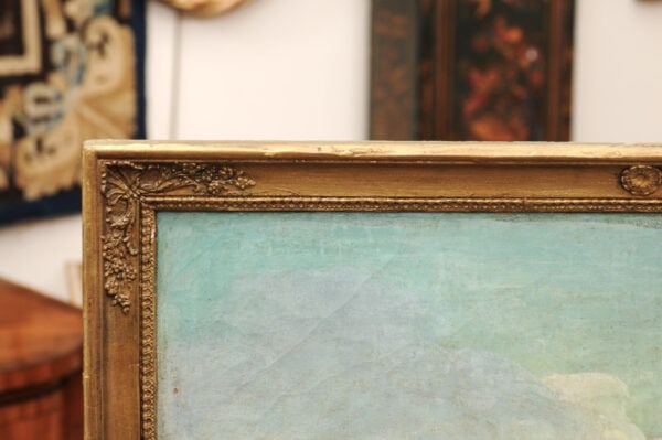 French 19th Century Louis Philippe Trumeau Mirror with Oil on Canvas Landscape Scene of Water Way - Image 13