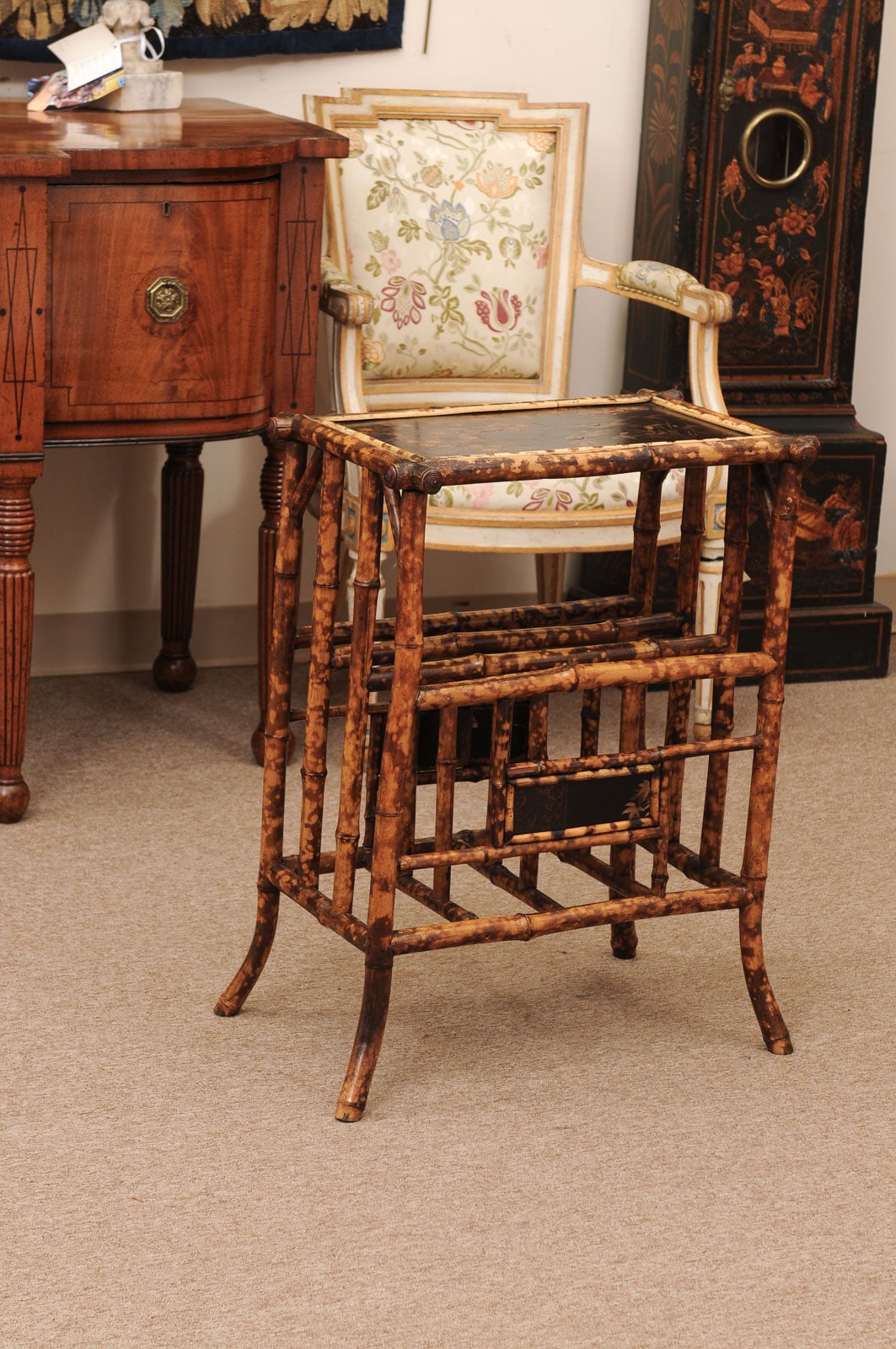 Late 19th Century English Bamboo Canterbury/Magazine Rack with Lacquered Top - Image 3