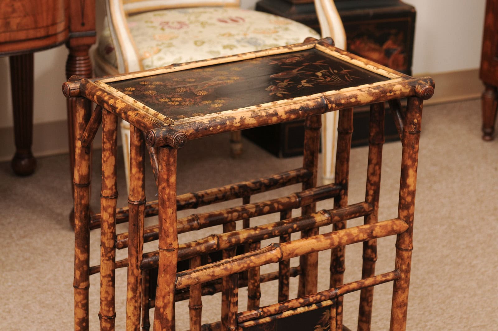 Late 19th Century English Bamboo Canterbury/Magazine Rack with Lacquered Top - Image 5