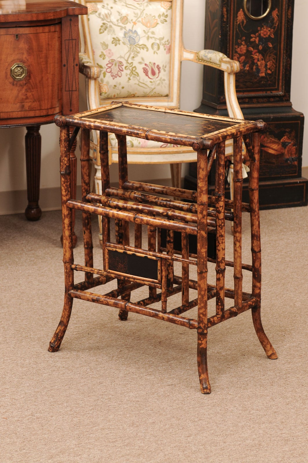 Late 19th Century English Bamboo Canterbury/Magazine Rack with Lacquered Top - Image 8