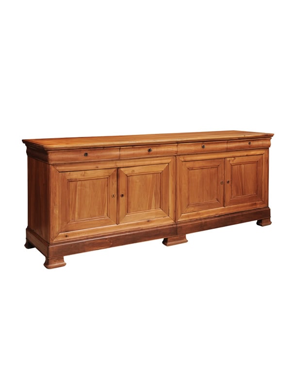 Large French Louis Philippe Style Fruitwood Enfilade with 4 Doors & Drawers